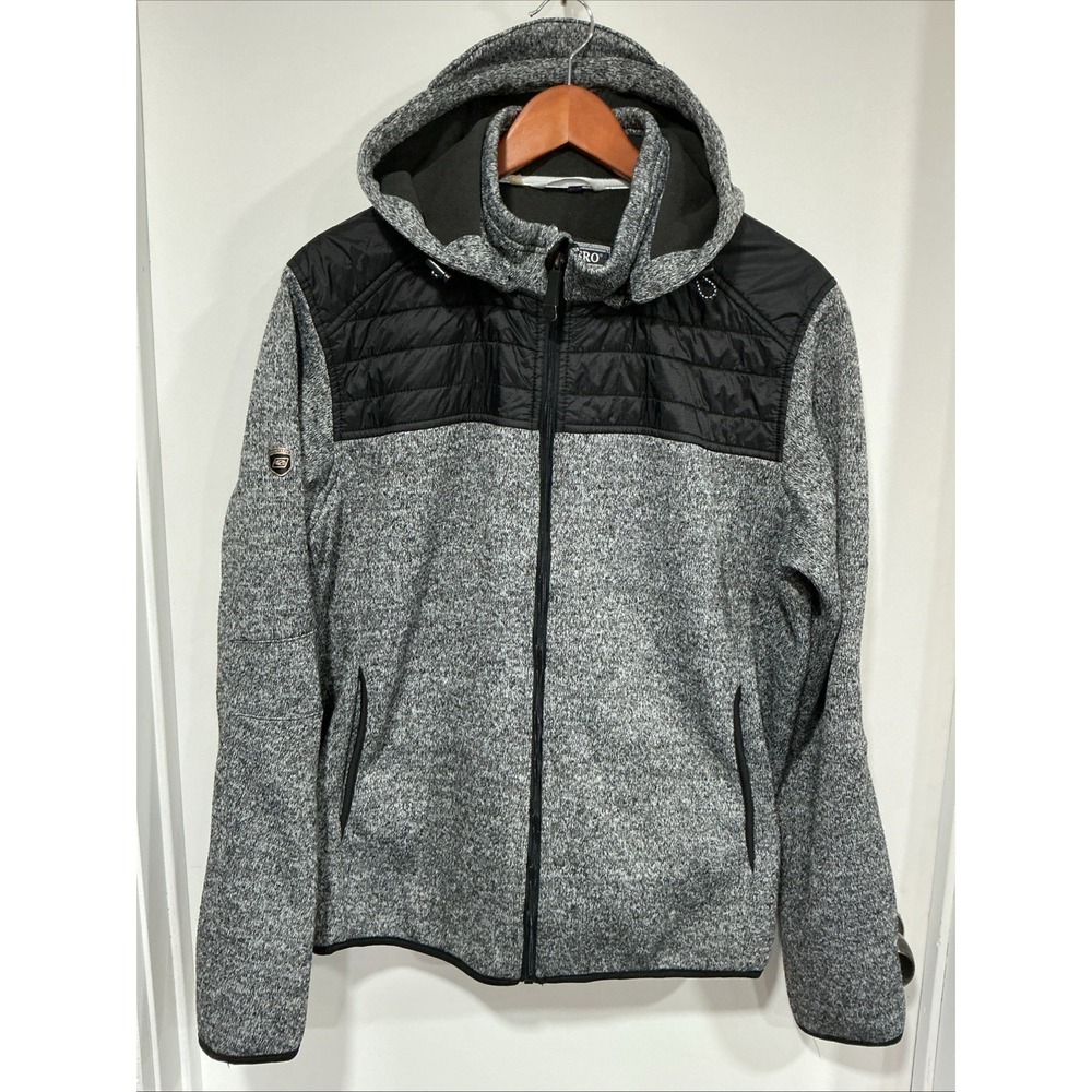 Point Zero Sweater Jacket, Hood, Water Resistant, Fleece Lined, Men's L, Gray